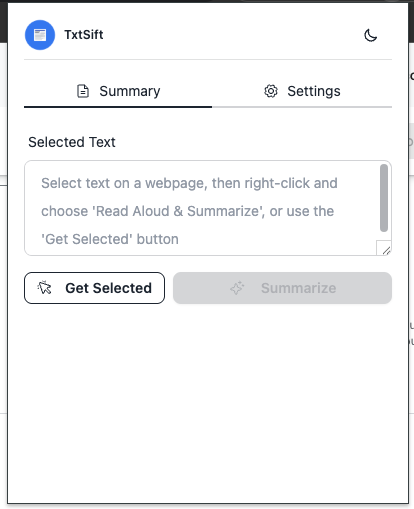 TxtSift Extension Screenshot